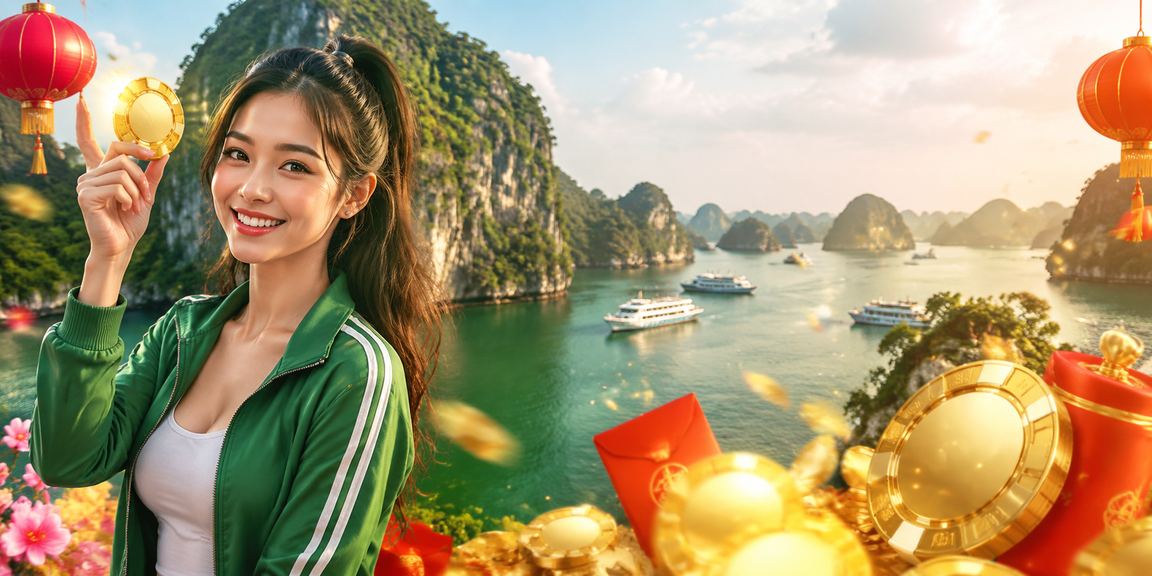 Vịnh Hạ Long về đêm với đèn lồng rực rỡ tượng trưng cho voucher lễ hội tại 78king