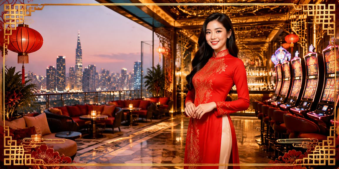 Người dùng TP. Hồ Chí Minh mặc áo dài tham gia slot game trực tuyến tại 78king